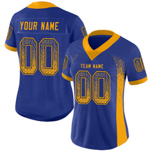 Load image into Gallery viewer, Custom Royal Gold-Navy Drift Fashion Football Jersey