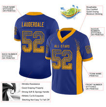 Load image into Gallery viewer, Custom Royal Gold-Navy Drift Fashion Football Jersey