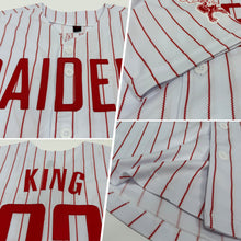 Load image into Gallery viewer, Custom White Red Pinstripe Red Authentic Baseball Jersey