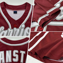Load image into Gallery viewer, Custom Burgundy White-Gray Authentic Baseball Jersey