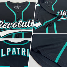 Load image into Gallery viewer, Custom Black White-Teal Authentic Baseball Jersey