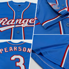 Load image into Gallery viewer, Custom Light Blue White-Red Authentic Baseball Jersey