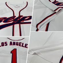 Load image into Gallery viewer, Custom White Red-Navy Authentic Baseball Jersey