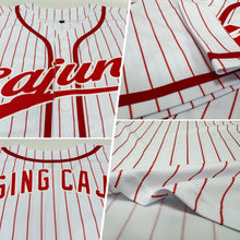 Load image into Gallery viewer, Custom White Red Pinstripe Red Authentic Baseball Jersey