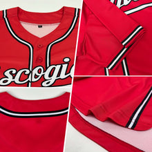 Load image into Gallery viewer, Custom Red White-Black Authentic Baseball Jersey