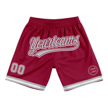 Load image into Gallery viewer, Custom Maroon Gray-White Authentic Throwback Basketball Shorts