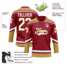 Load image into Gallery viewer, Custom Maroon White-Old Gold Hockey Lace Neck Jersey