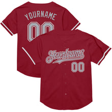 Load image into Gallery viewer, Custom Maroon Gray-White Mesh Authentic Throwback Baseball Jersey