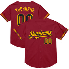 Load image into Gallery viewer, Custom Maroon Black-Gold Mesh Authentic Throwback Baseball Jersey