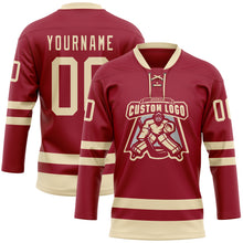 Load image into Gallery viewer, Custom Maroon Cream Hockey Lace Neck Jersey