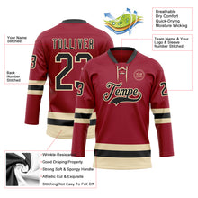 Load image into Gallery viewer, Custom Maroon Black-Cream Hockey Lace Neck Jersey