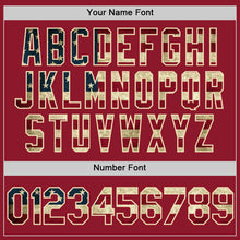 Load image into Gallery viewer, Custom Maroon Vintage USA Flag Cream-Black Authentic Throwback Baseball Jersey