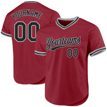 Load image into Gallery viewer, Custom Maroon Black-Gray Authentic Throwback Baseball Jersey