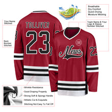 Load image into Gallery viewer, Custom Maroon Black-White Hockey Jersey