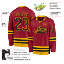 Load image into Gallery viewer, Custom Maroon Black-Gold Hockey Jersey