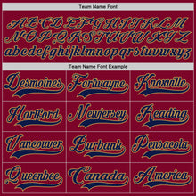 Load image into Gallery viewer, Custom Maroon Navy-Old Gold Hockey Jersey