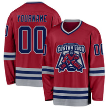 Load image into Gallery viewer, Custom Maroon Navy-Gray Hockey Jersey