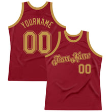 Load image into Gallery viewer, Custom Maroon Old Gold Authentic Throwback Basketball Jersey