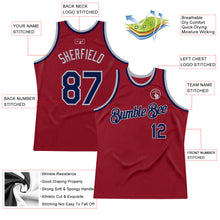 Load image into Gallery viewer, Custom Maroon Navy-Gray Authentic Throwback Basketball Jersey