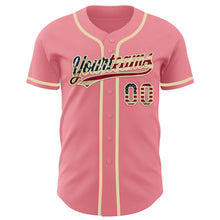 Load image into Gallery viewer, Custom Medium Pink Vintage USA Flag-Cream Authentic Baseball Jersey