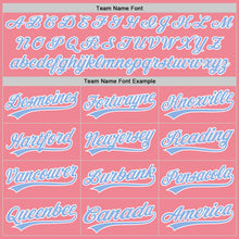 Load image into Gallery viewer, Custom Medium Pink Light Blue-White Authentic Baseball Jersey