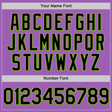Load image into Gallery viewer, Custom Medium Purple Black-Neon Green Authentic Baseball Jersey