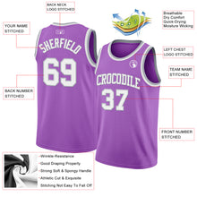 Load image into Gallery viewer, Custom Medium Purple White-Gray Authentic Basketball Jersey