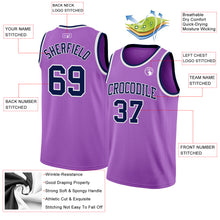 Load image into Gallery viewer, Custom Medium Purple Navy-White Authentic Basketball Jersey