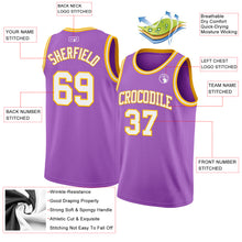Load image into Gallery viewer, Custom Medium Purple White-Gold Authentic Basketball Jersey