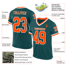 Load image into Gallery viewer, Custom Midnight Green Orange-White Mesh Authentic Throwback Football Jersey