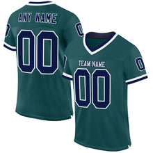 Load image into Gallery viewer, Custom Midnight Green Navy-White Mesh Authentic Throwback Football Jersey