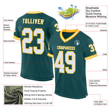 Load image into Gallery viewer, Custom Midnight Green White-Gold Mesh Authentic Throwback Football Jersey