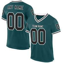 Load image into Gallery viewer, Custom Midnight Green Black-White Mesh Authentic Throwback Football Jersey