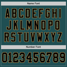Load image into Gallery viewer, Custom Midnight Green Black-Old Gold Mesh Authentic Throwback Football Jersey