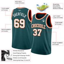 Load image into Gallery viewer, Custom Midnight Green White-Orange Authentic Basketball Jersey