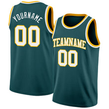 Load image into Gallery viewer, Custom Midnight Green White-Gold Authentic Basketball Jersey