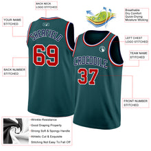 Load image into Gallery viewer, Custom Midnight Green Red White-Navy Authentic Basketball Jersey