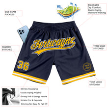 Load image into Gallery viewer, Custom Navy Gold-White Authentic Throwback Basketball Shorts