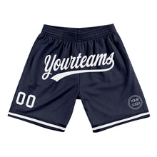 Load image into Gallery viewer, Custom Navy White Authentic Throwback Basketball Shorts