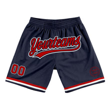 Load image into Gallery viewer, Custom Navy Red-White Authentic Throwback Basketball Shorts