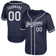 Load image into Gallery viewer, Custom Navy White Mesh Authentic Throwback Baseball Jersey
