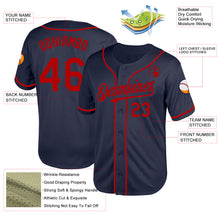 Load image into Gallery viewer, Custom Navy Red Mesh Authentic Throwback Baseball Jersey