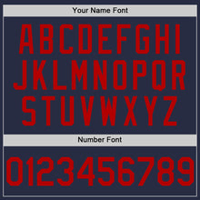 Load image into Gallery viewer, Custom Navy Red Mesh Authentic Throwback Baseball Jersey