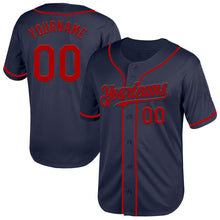 Load image into Gallery viewer, Custom Navy Red Mesh Authentic Throwback Baseball Jersey