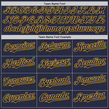 Load image into Gallery viewer, Custom Navy Gold Mesh Authentic Throwback Baseball Jersey