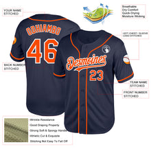 Load image into Gallery viewer, Custom Navy Orange-White Mesh Authentic Throwback Baseball Jersey
