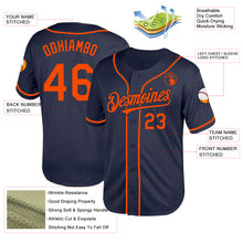 Load image into Gallery viewer, Custom Navy Orange Mesh Authentic Throwback Baseball Jersey
