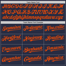 Load image into Gallery viewer, Custom Navy Orange Mesh Authentic Throwback Baseball Jersey