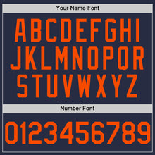 Load image into Gallery viewer, Custom Navy Orange Mesh Authentic Throwback Baseball Jersey