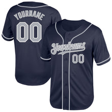 Load image into Gallery viewer, Custom Navy Gray-White Mesh Authentic Throwback Baseball Jersey